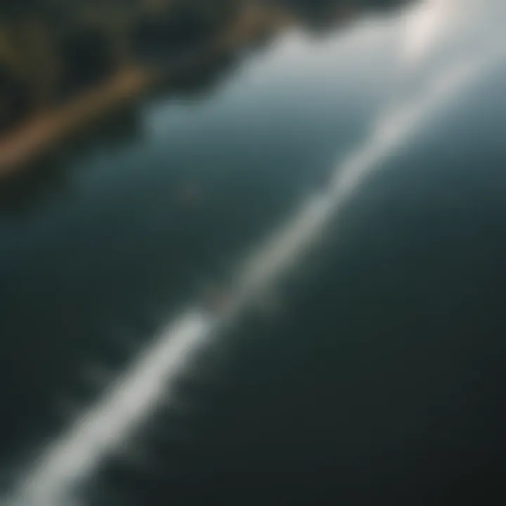 Aerial view of a wakeboarding lake