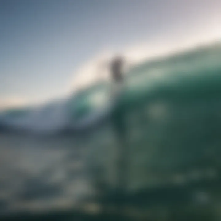 Team of surfers in perfect synchronization performing tricks on waves