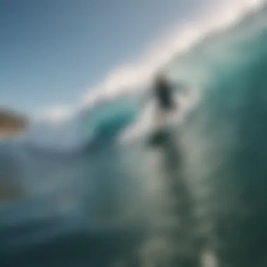 Surfer Riding a Curling Wave