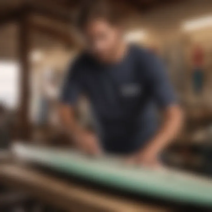 A skilled artisan crafting a custom fin, emphasizing the personalized aspect of surfboard equipment.