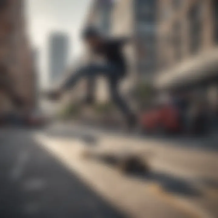 A group of enthusiasts testing automatic skateboards in an urban setting.