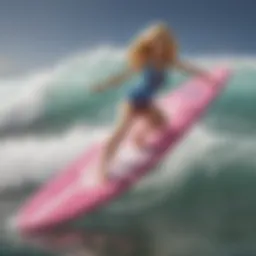 Barbie Surfer Doll on Vintage Surfboard
