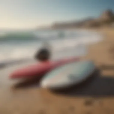 Surfing Equipment by the Barcelona Coastline