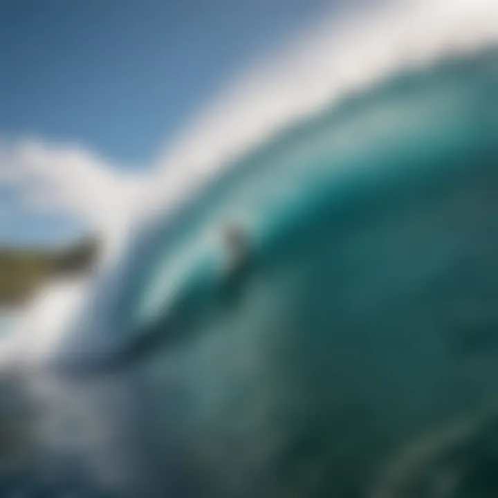 Surfer riding a barrel wave