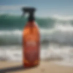 Close-up of B&B Surf Spray bottle showcasing unique branding