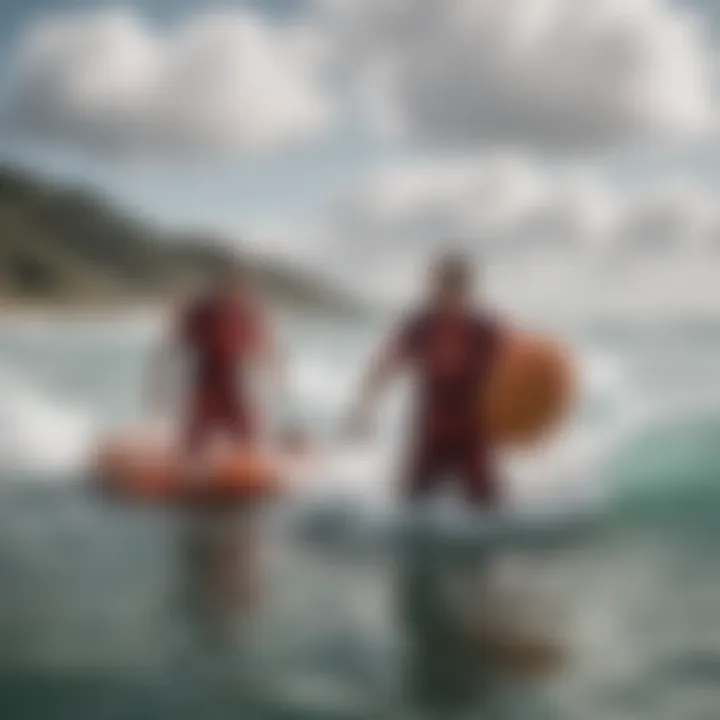 Lifeguard demonstrating essential water rescue techniques in a controlled environment.