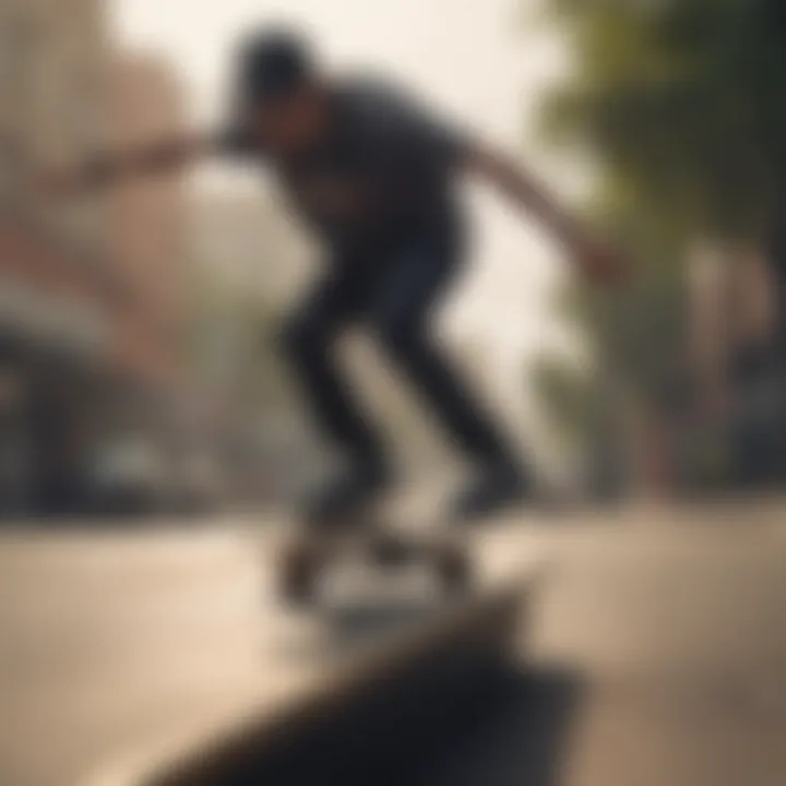 Beginner practicing skateboarding in a safe environment