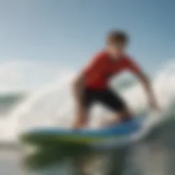 Teenager riding a top-performing boogie board on waves