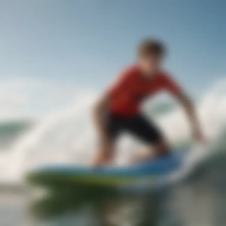 Teenager riding a top-performing boogie board on waves