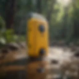 Compact portable shower setup in a natural setting