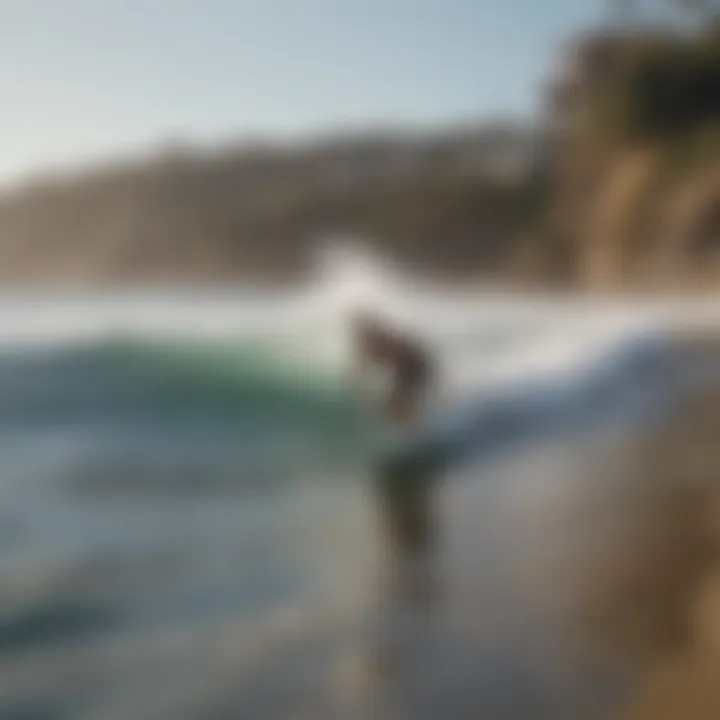 Beginner surfer practicing in Laguna Beach