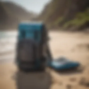 Different designs of boogie board backpacks on display