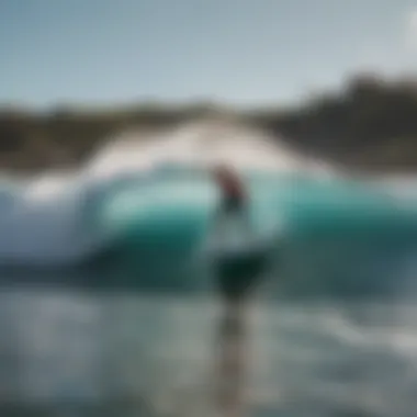 Boogie board with ocean waves in the background