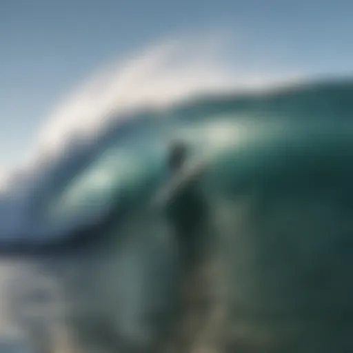 A sleek and powerful wave breaking on the shore