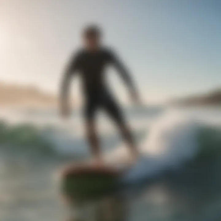 A surfer enjoying a thrilling ride on a boogie board in the ocean