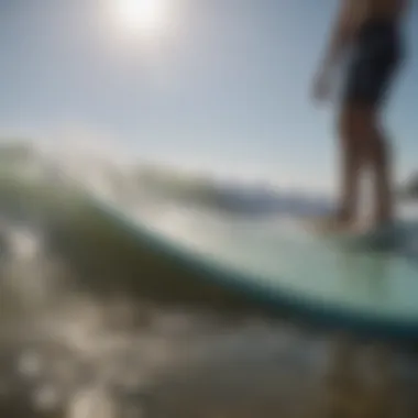 Close-up of a wakesurf board showcasing its design features