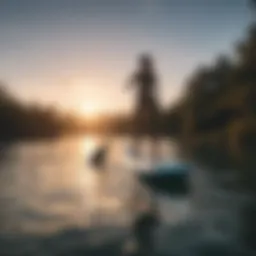 Stylish paddleboard on tranquil waters