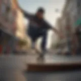 Skateboarder performing a kickflip in new skateboarding shoes