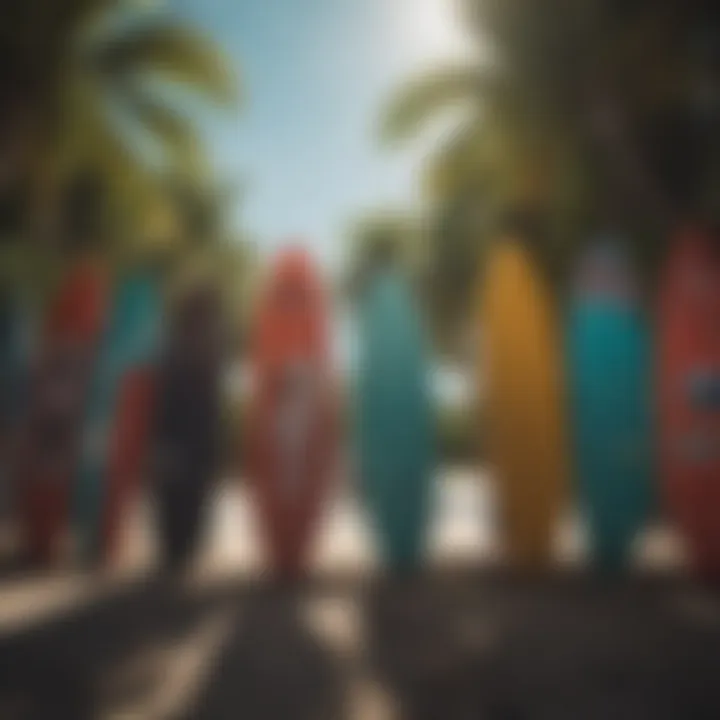 Colorful Surfboards in Tropical Setting