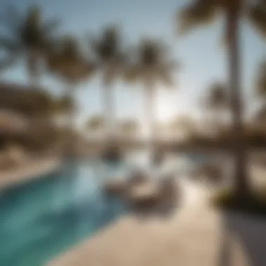 Luxurious pool area at Ocean Club with palm trees