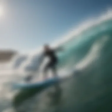 Close-up view of hydro surfboard technology highlighting its performance features