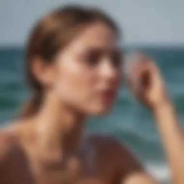 Woman applying baking soda paste on skin for jellyfish sting relief