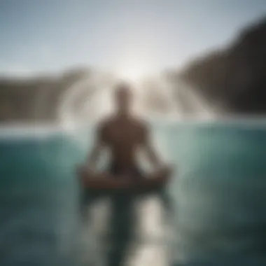 Person practicing mindful meditation during a water fast