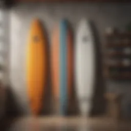Elegant surfboard wall display with minimalistic design
