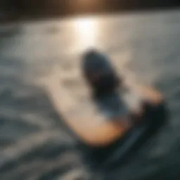 Detailed view of a wakeboarding board showcasing its design elements