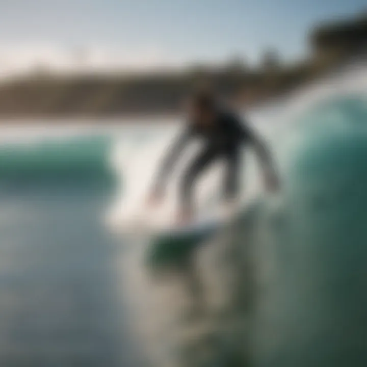 Surf instructor guiding students in a beachbreak environment