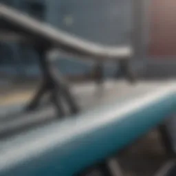 A close-up view of a Thule board rack showcasing its robust design