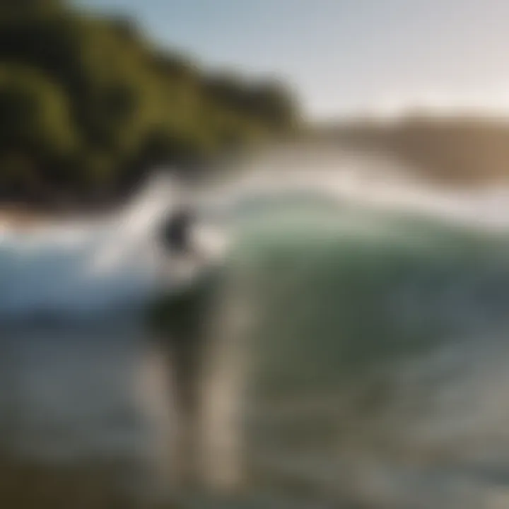 Surfer riding a wave at Tamarindo beach