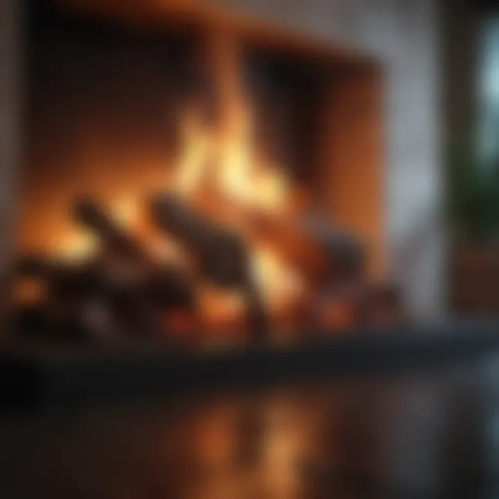 Illustration featuring a cozy fireplace with crackling flames