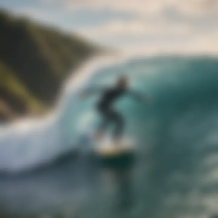 An expert surfer demonstrating techniques on a small wave surfboard