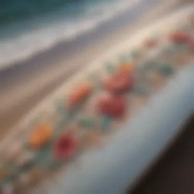 Elegant surfboard with intricate floral patterns