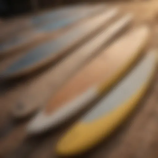 Visual representation of different deck widths for surfboards