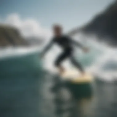 An experienced surfer demonstrating various techniques on the water, highlighting skill advancement.