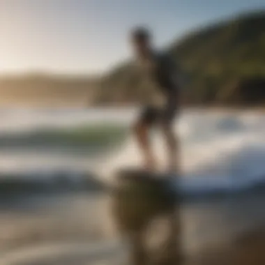 Adult surfer testing durability of top-rated boogie board