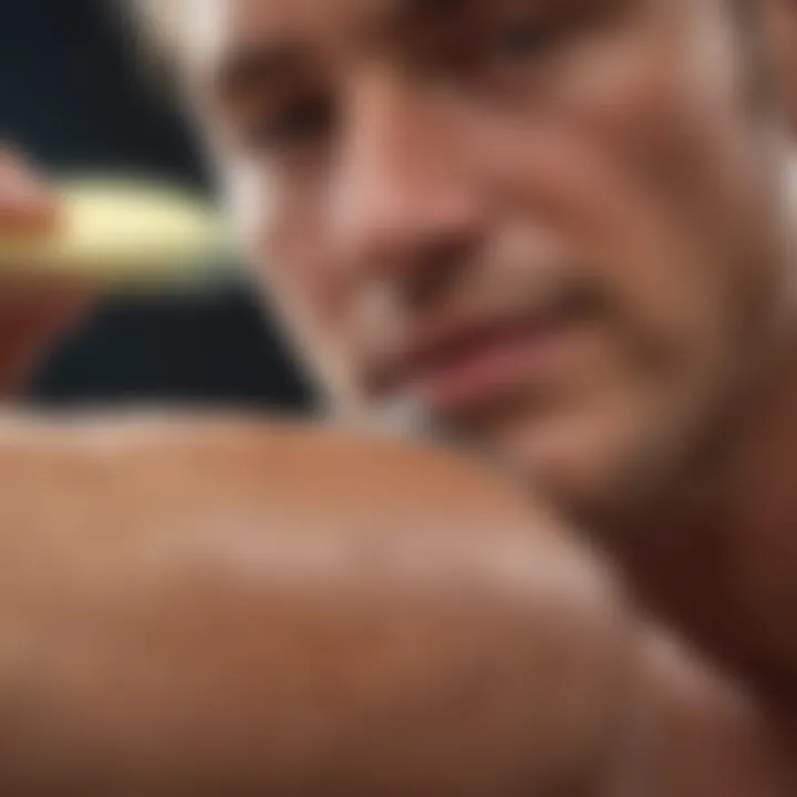 A soothing balm being applied to a blistered area