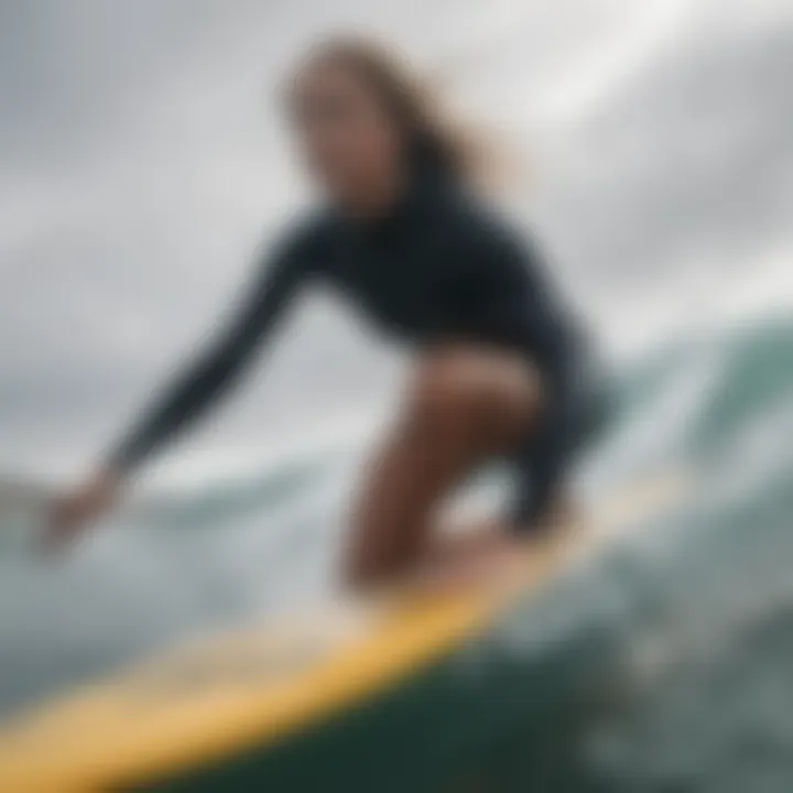 Strength and focus in a surfing stance