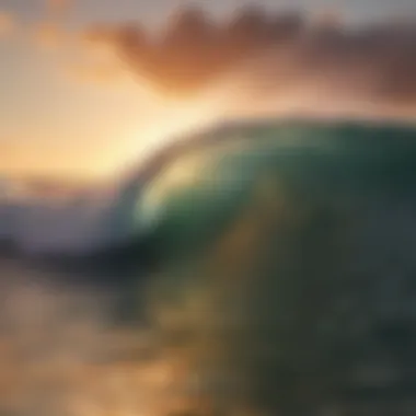 Energetic Wave Crests at Sunset