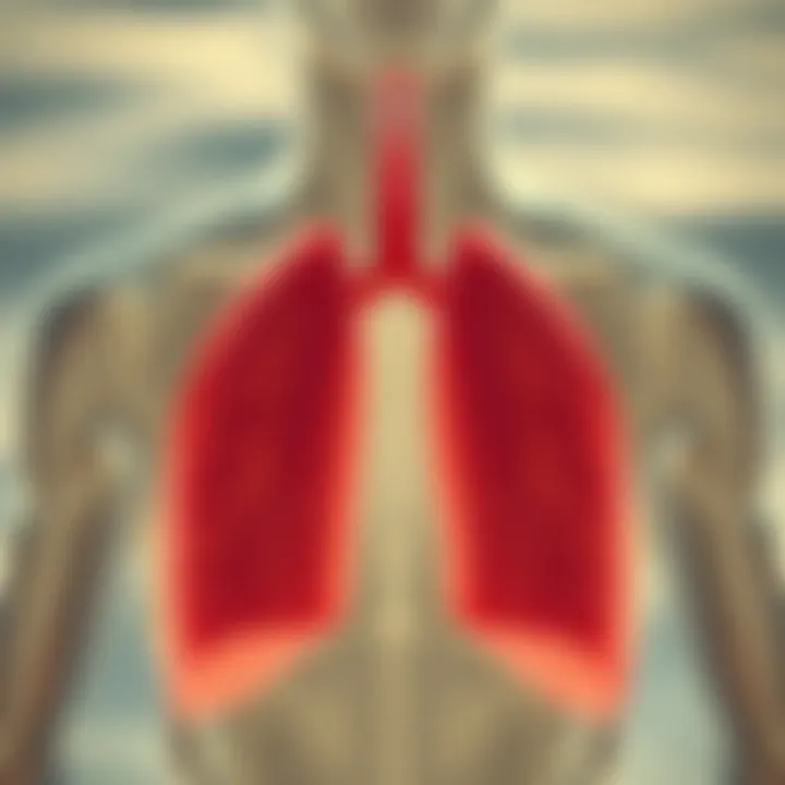 Diagram showing physiological aspects of lung function