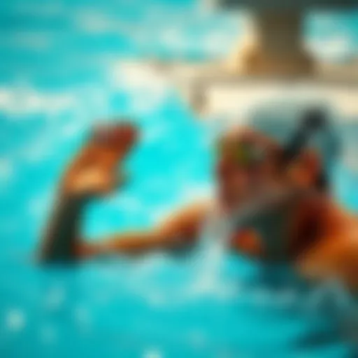 Swimmer practicing breath control in the pool