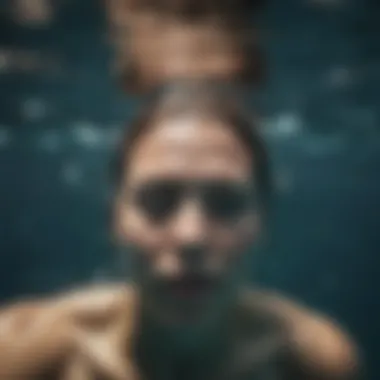 Aerial view of person swimming underwater