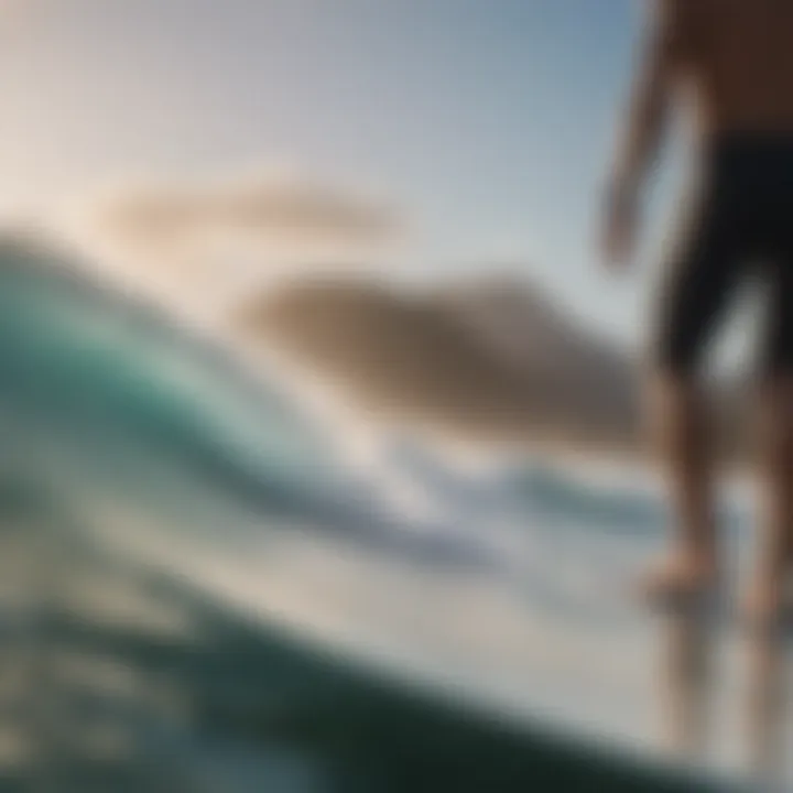 Equilibrium Balance - Close-up of a surfer executing a perfect balance on the board