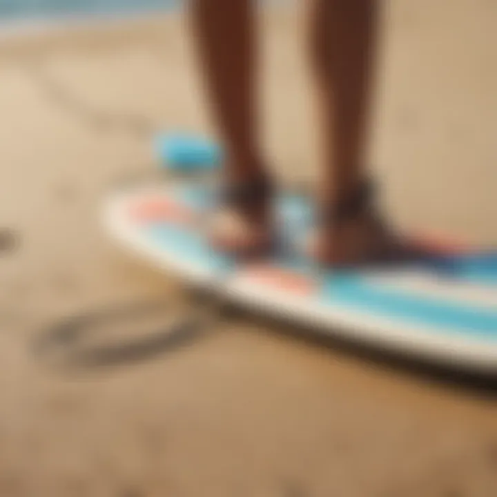 Surfboard leashes on sandy beach