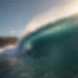 Surfer riding a barrel wave at Pipeline