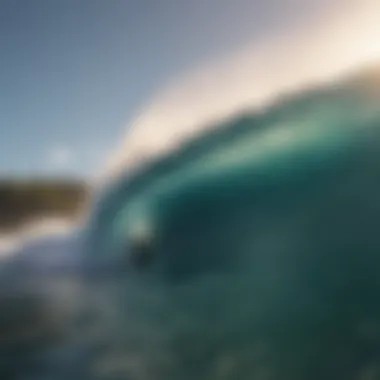 Surfer riding a barrel wave at Pipeline