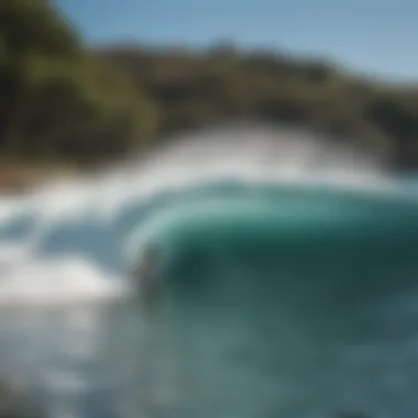 Surfer carving a wave at Waimea Bay