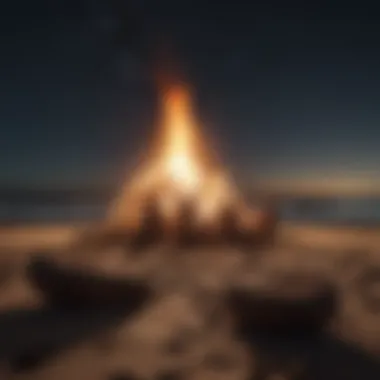 Surfers enjoying a bonfire under the starry sky